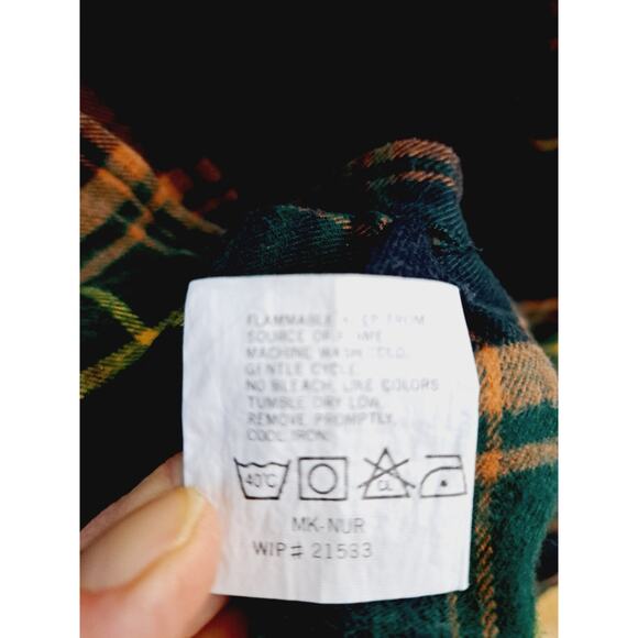 Woolrich Flannel Shirt Mens Large Button Up Green Plaid 100% Cotton - Picture 3 of 4